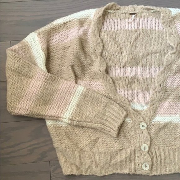 Nwt Free People Fine Time Striped Cardigan Sweater - Picture 6 of 7